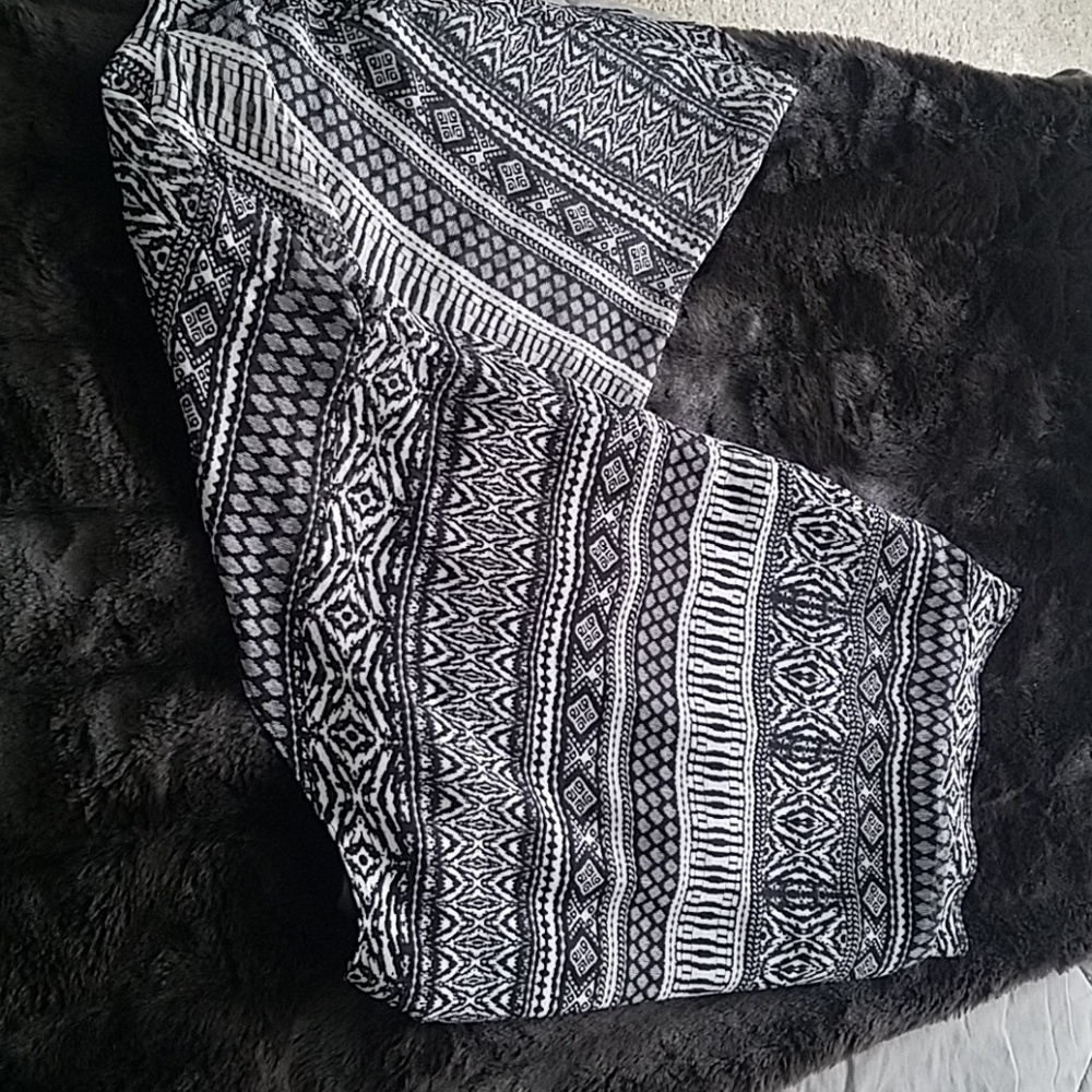Black and white Aztec pattern high low skirt